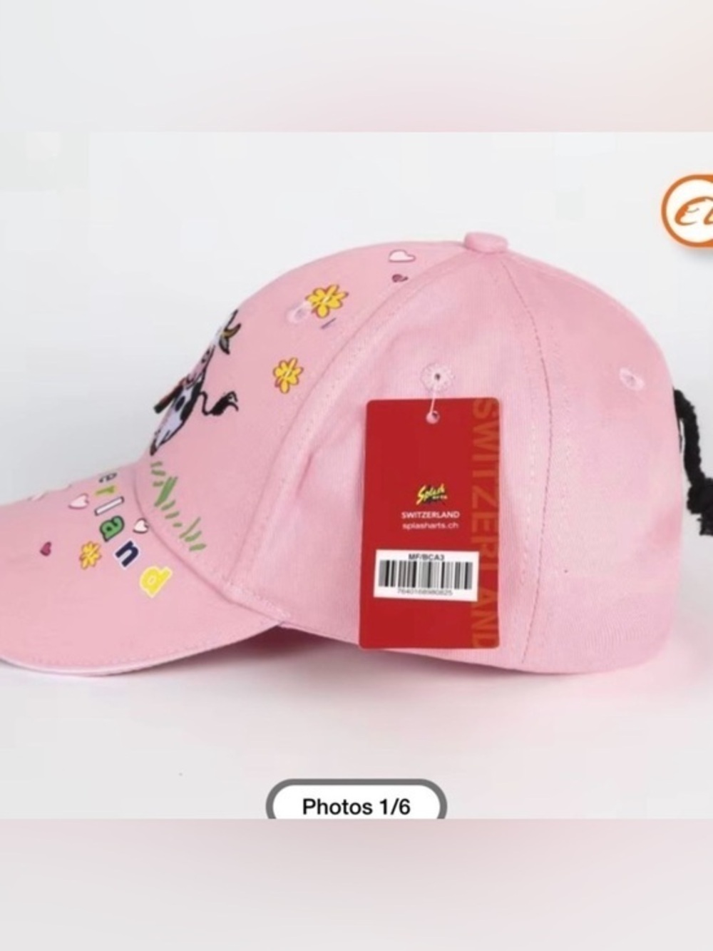 Swiss Made Pink Kids Cap with Cow Design New with Tags
